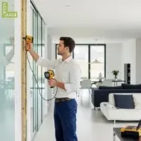 Energieadviseur voert opname uit op locatie bij woning